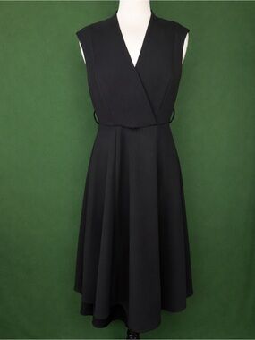 Calvin Klein Black Sleeveless V-Neck Midi Dress